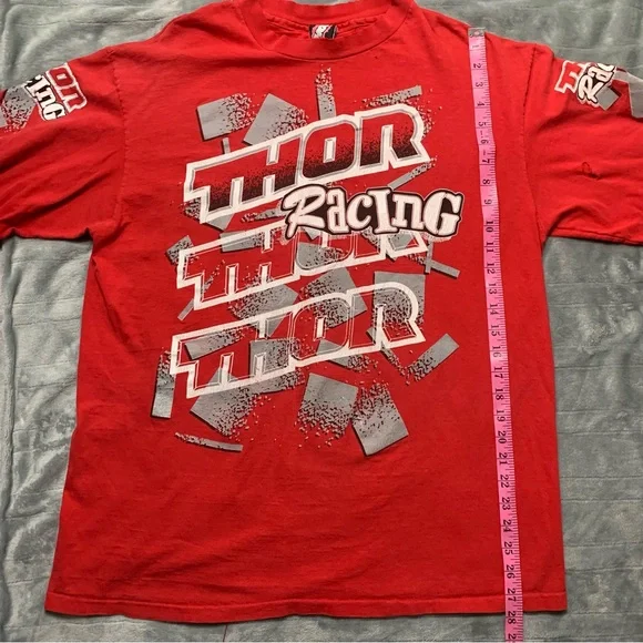 🖤Vintage Thor Racing Red Graphic Ling Sleeve T-shirt - Picture 7 of 10
